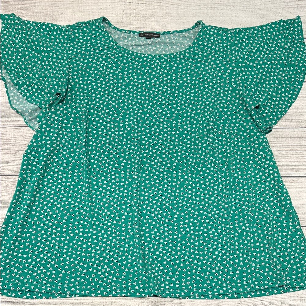Women’s Adrianna Papell Flutter Sleeve Top Size 2X Short Sleeve Blouse